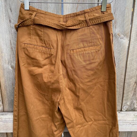 Free People Pants Brown Khaki Size 2 Paperbag Boho Bohemian Belt Fall Versatile - Picture 5 of 8